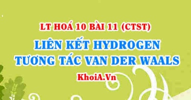 Tương tác Van der Waals, liên kết Hydrogen là gì? Ví dụ liên kết Hydrogen và tương tác Van der Waals Hoá 10 bài 11